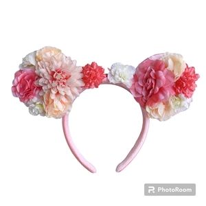 Disney Epcot Flower And Garden Peach Pink Floral Crown  Minnie Ears Headband